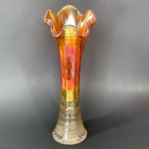 Imperial Iridescent Ripple Carnival Glass Vase